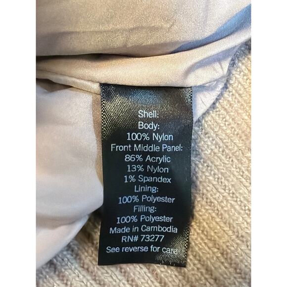 Simply Vera Wang Puffer Jacket w/ Sweater Accents Tan Womens LG - Picture 8 of 9